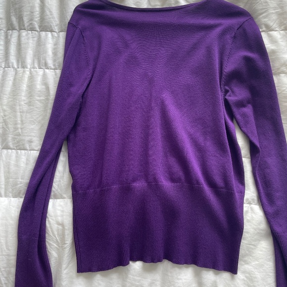 Purple V-Neck Sweater w/ Buttons - Size M - Picture 2 of 3